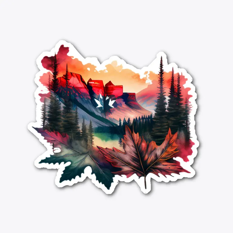 Canadian Rockies In Maple Leaf